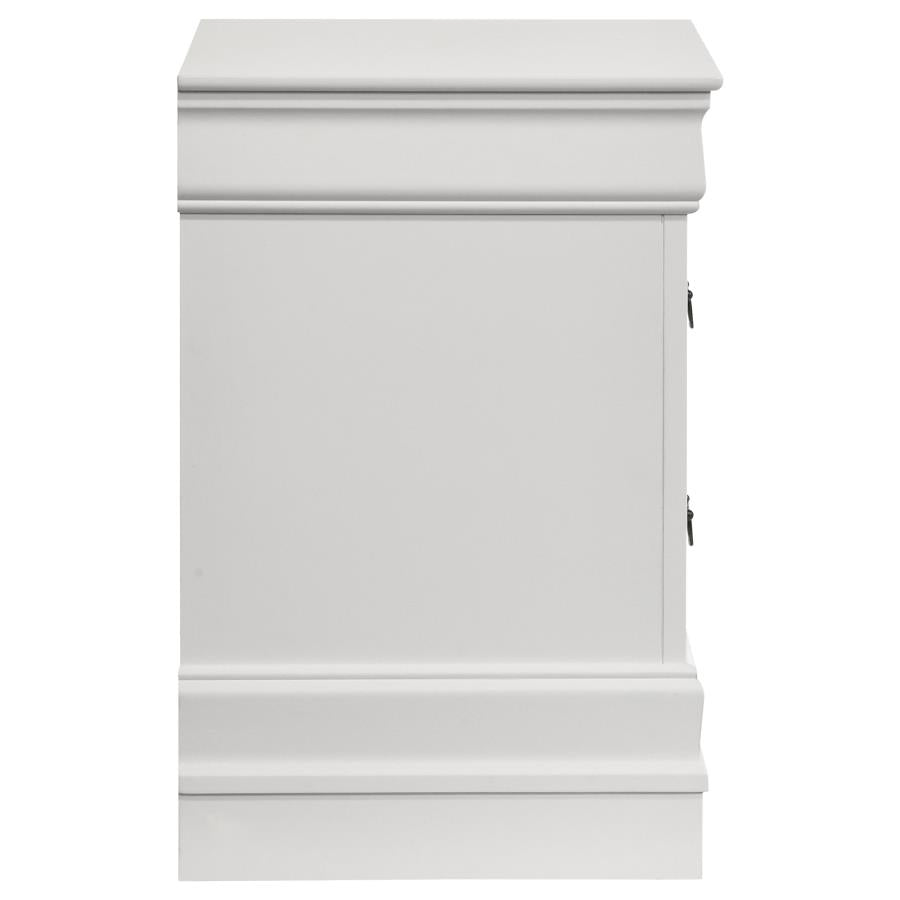 Louis Philippe 2-drawer Nightstand Bedside Table White