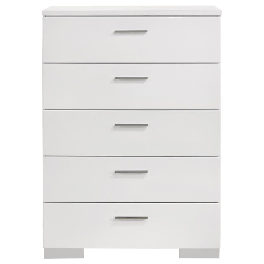 Felicity 5-piece Eastern King Bedroom Set White High Gloss