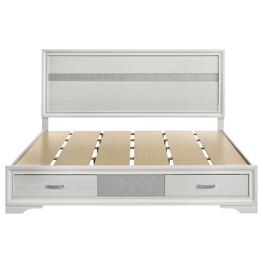 Miranda 51-inch Wood Eastern King Storage Panel Bed White