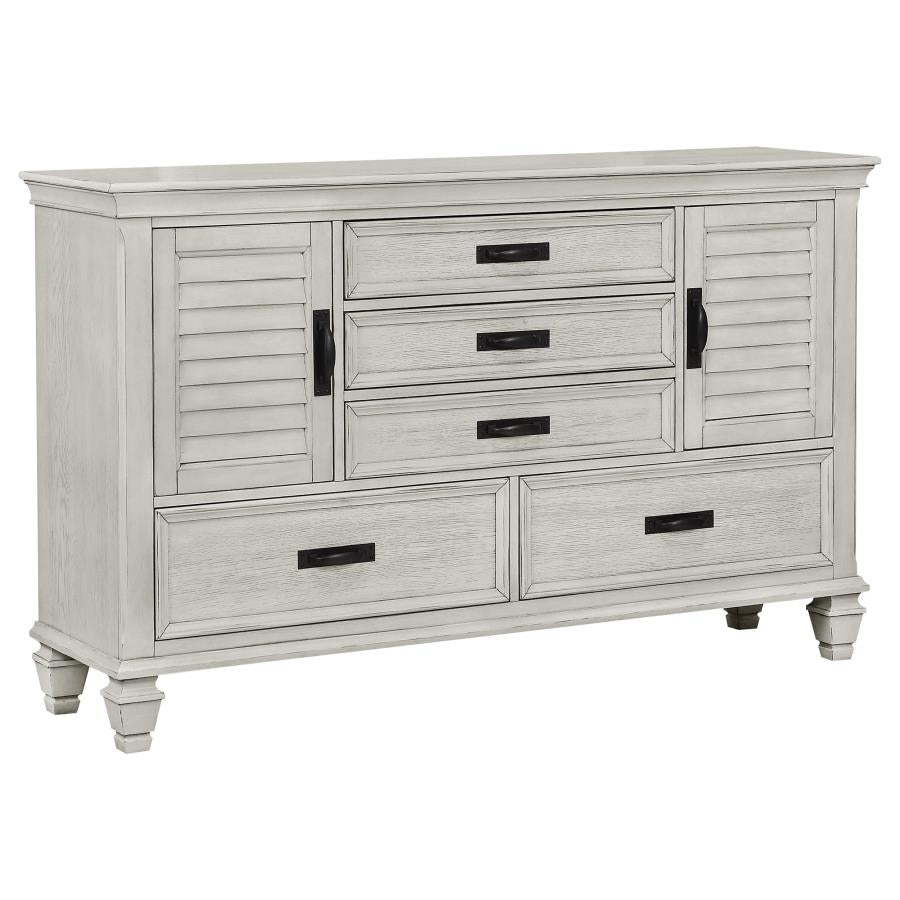 Franco 5-piece Eastern King Bedroom Set Distressed White