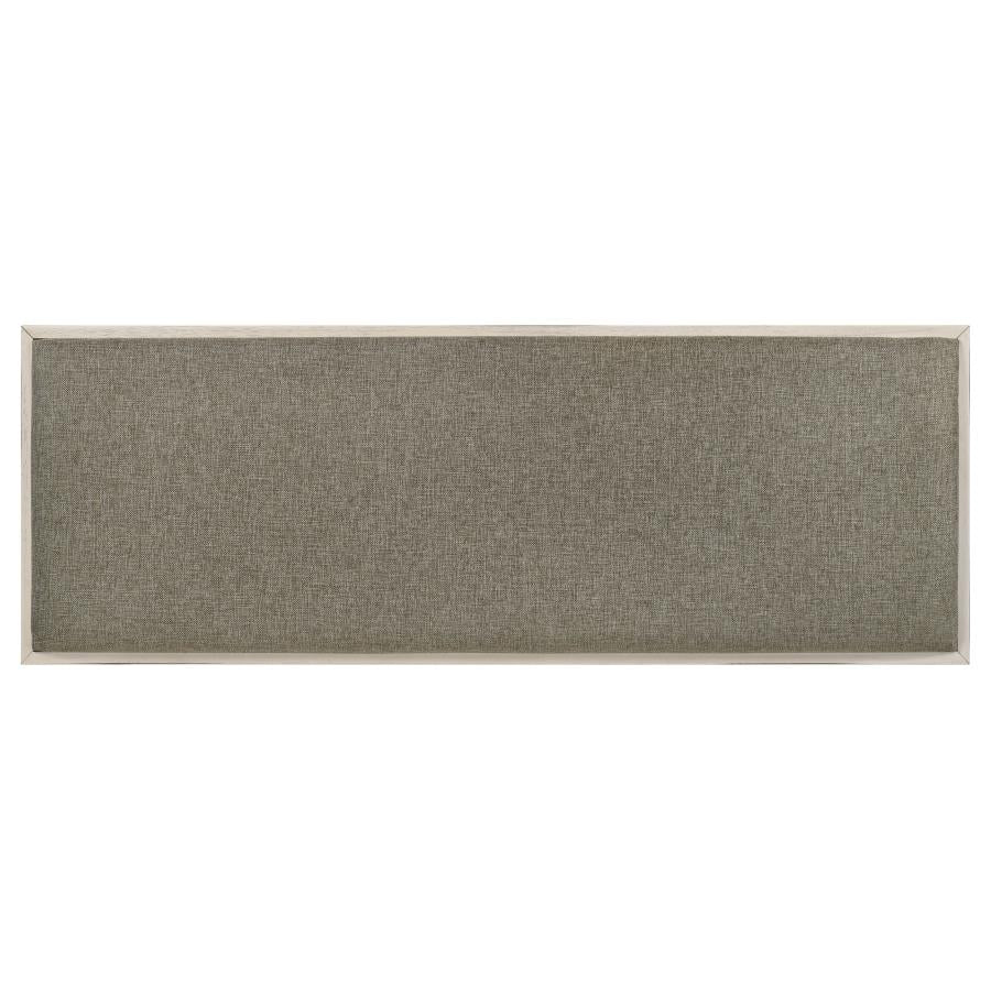 Franco Fabric Upholstered Bench with Shelf Distressed White