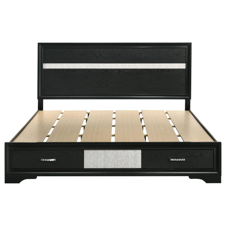 Miranda 51-inch Wood California King Storage Panel Bed Black