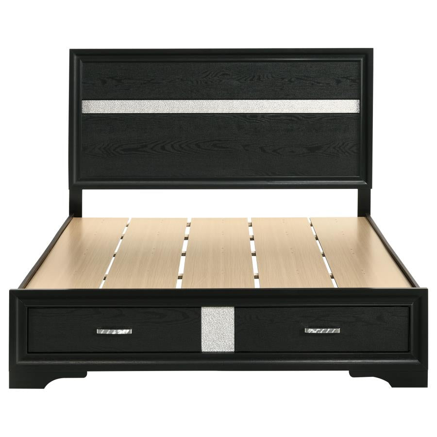 Miranda 51-inch Wood Queen Storage Panel Bed Black