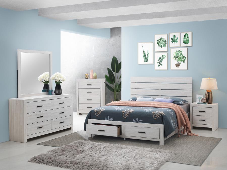 Brantford Wood Eastern King Storage Panel Bed Coastal White