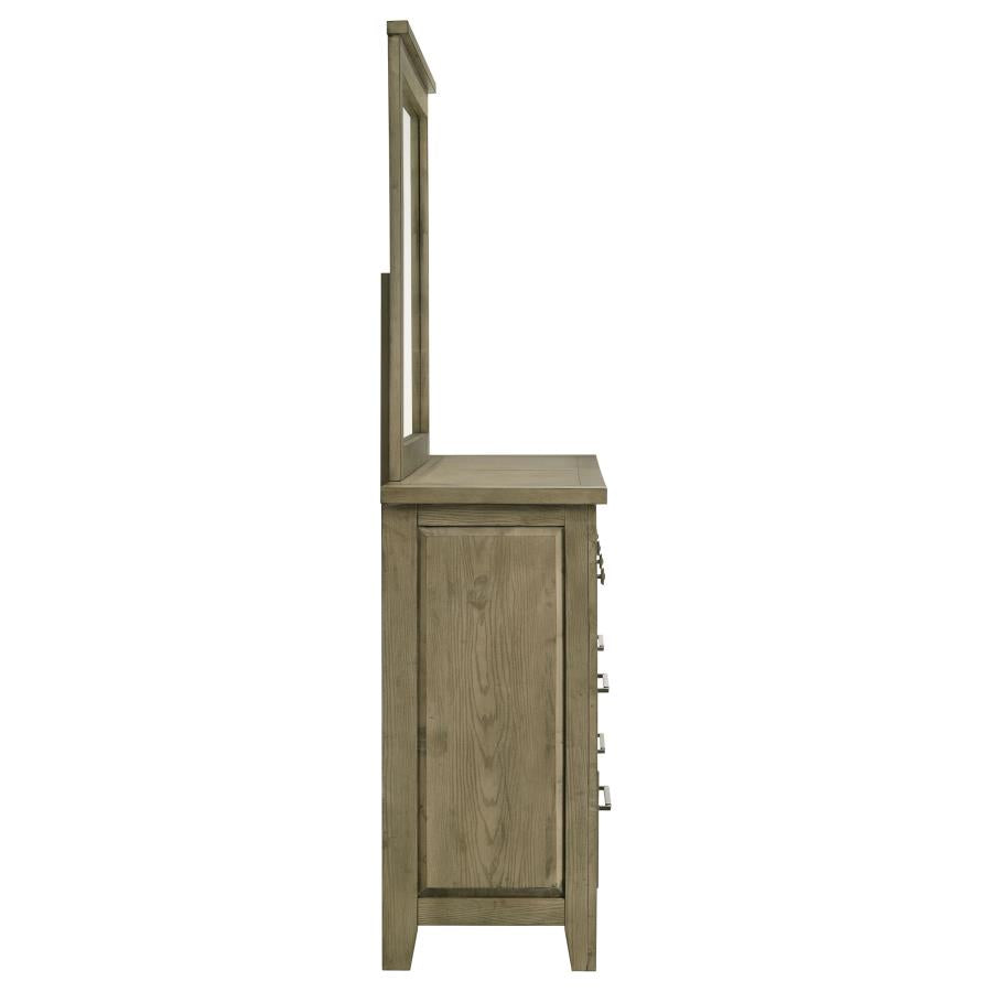 Hazlewood 6-drawer Bedroom Dresser with Mirror Vineyard Oak
