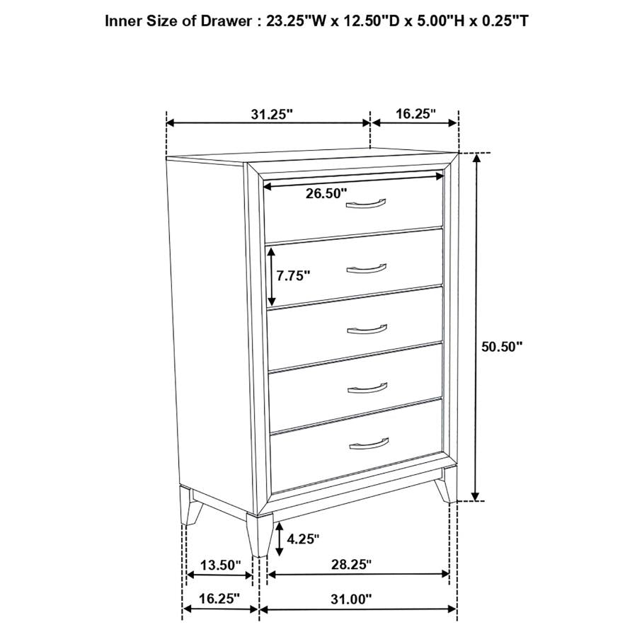 Watson Five-piece Full Bedroom Set Grey Oak
