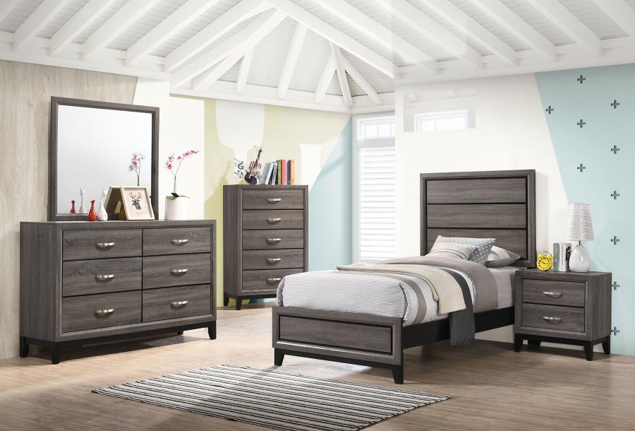 Watson Five-piece Twin Bedroom Set Grey Oak