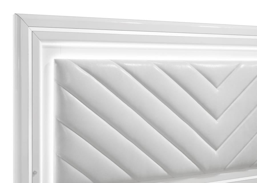 Cassia 4-piece Eastern King LED Bedroom Set White High Gloss