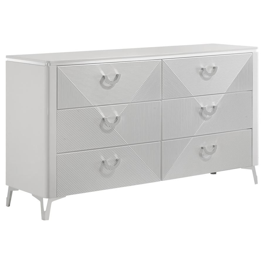 Cassia 5-piece Eastern King LED Bedroom Set White High Gloss