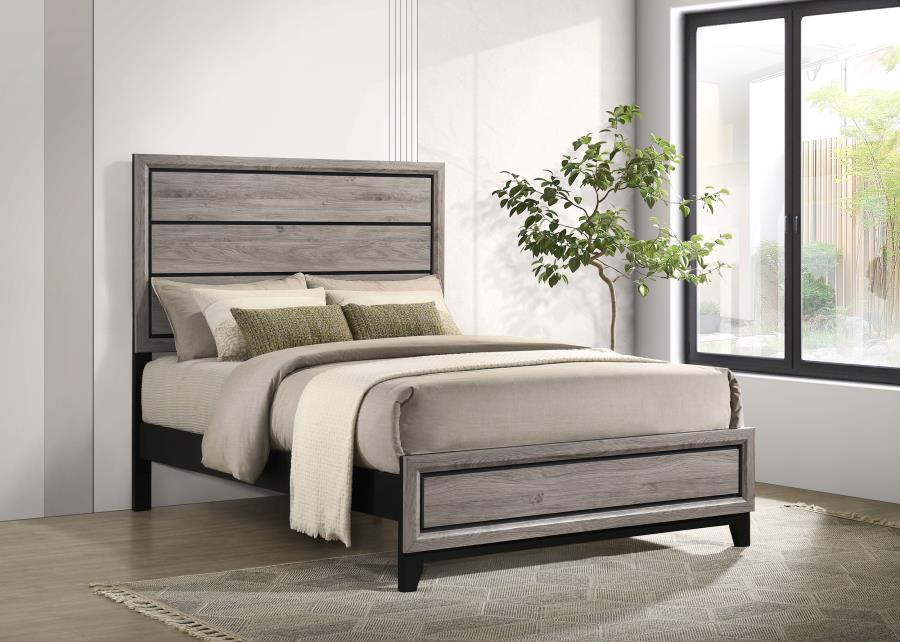Valen Wood Full Panel Bed Light Taupe
