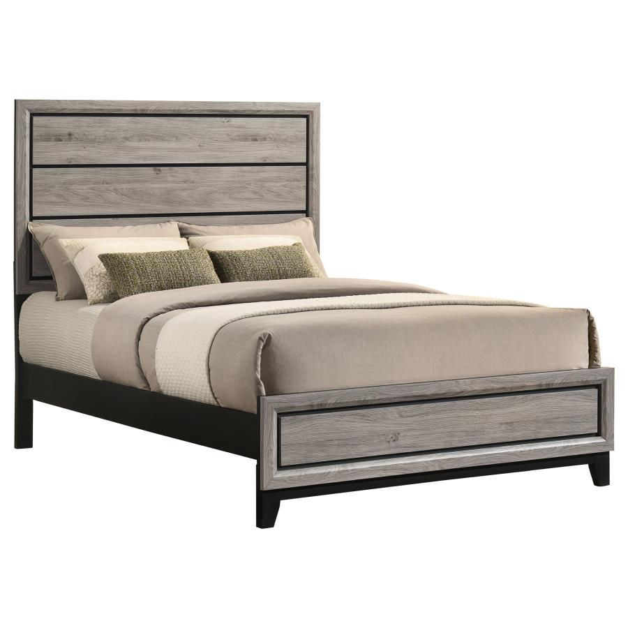 Valen Wood Full Panel Bed Light Taupe