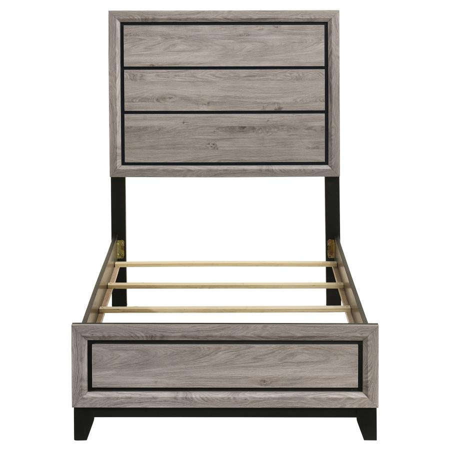 Valen Wood Twin Panel Bed Light Taupe