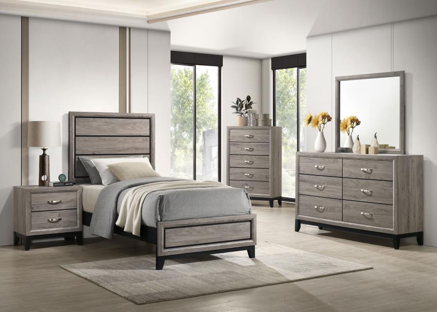 Valen Wood Twin Panel Bed Light Taupe