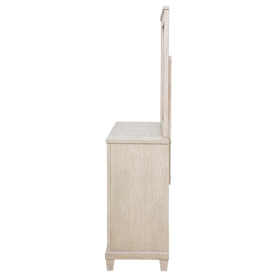 Pembroke 6-drawer Bedroom Dresser with Mirror Washed Oak