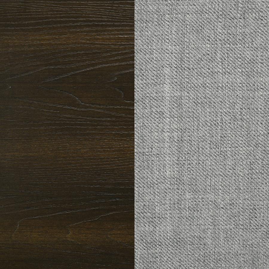 Atlas 63-inch Eastern King Upholstered Panel Bed Grey and Dark Oak