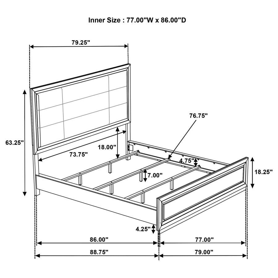 Atlas 63-inch Eastern King Upholstered Panel Bed Grey and Dark Oak