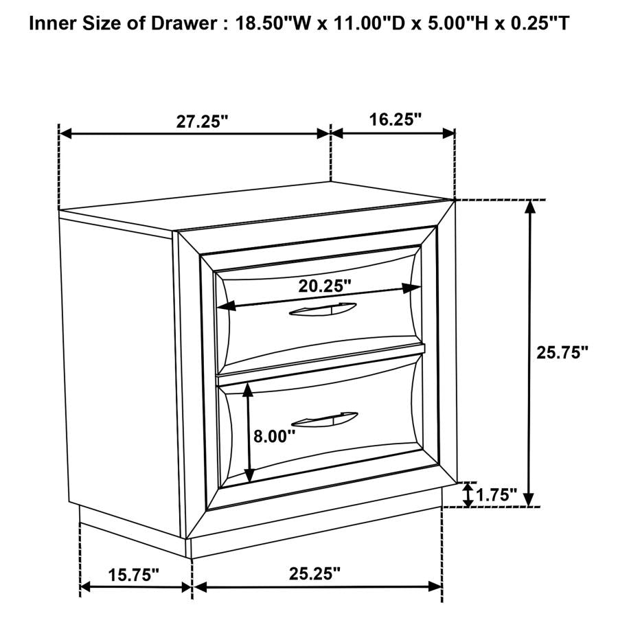 Atlas 2-drawer Bedroom Nightstand Bedside Table Dark Oak