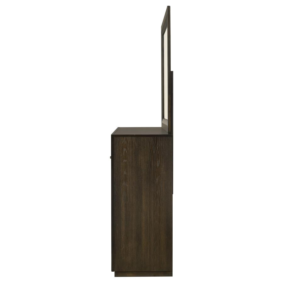 Atlas 7-drawer Bedroom Dresser and Mirror Set Dark Oak