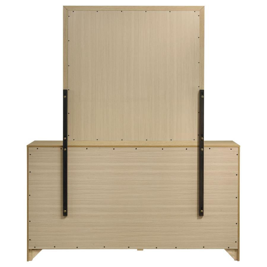 Hendricks 6-drawer Bedroom Dresser and Mirror Light Oak