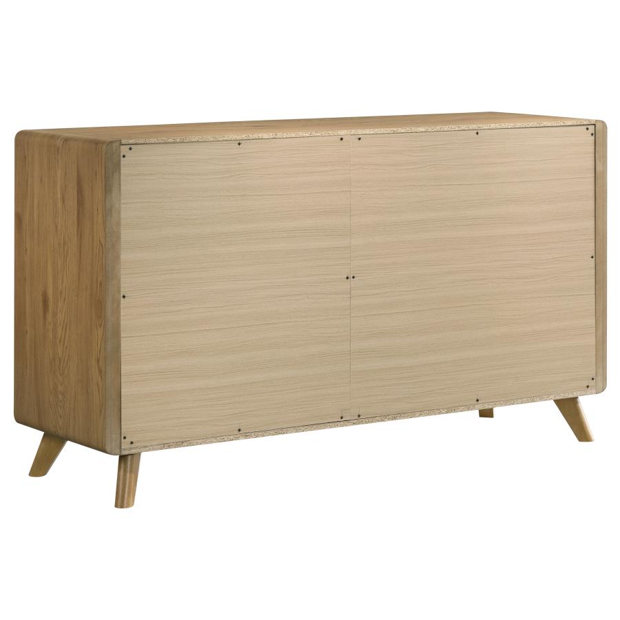 Bennett Eastern King Upholstered 4-Piece Mid-Century Bedroom Set Light Oak