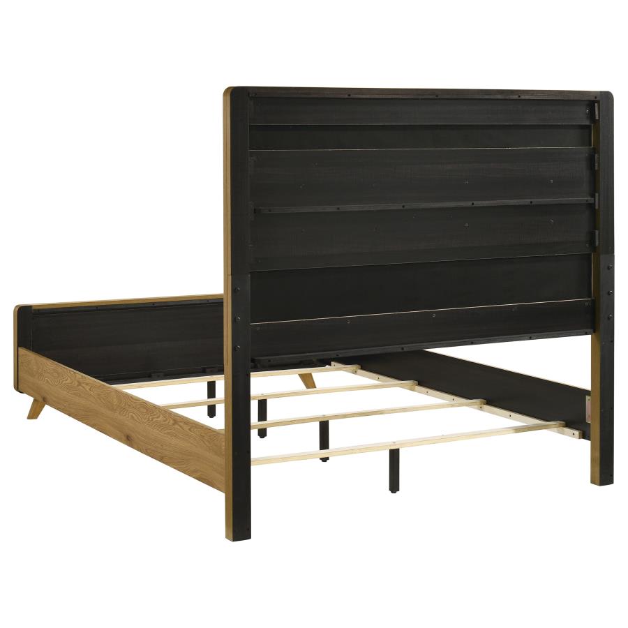 Bennett Queen Upholstered 4-Piece Mid-Century Bedroom Set Light Oak