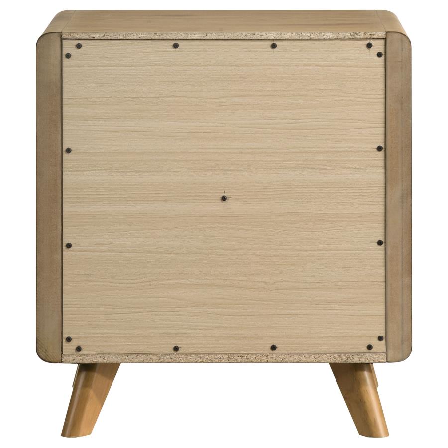 Bennett Mid-Century 2-Drawer Rubberwood Nightstand Light Oak