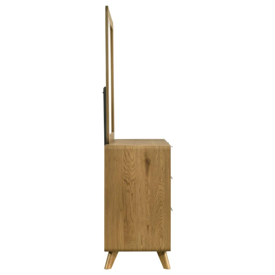 Bennett Mid-Century 2-Piece 6-Drawer Dresser and Mirror Light Oak