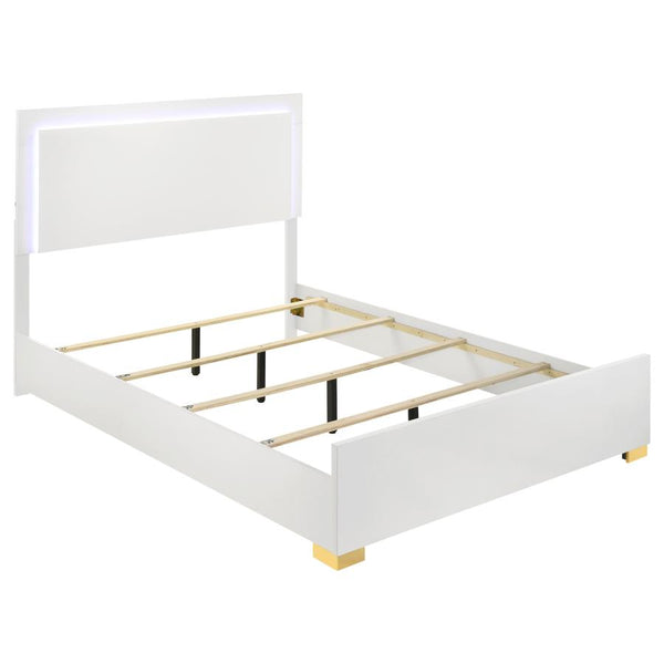 Marceline Wood Eastern King LED Panel Bed White