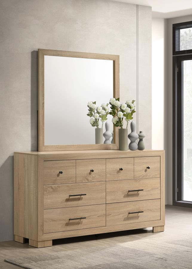 Arielle Dresser and Mirror Set with Mixed Hardware Light Oak