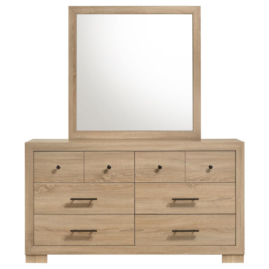 Arielle Dresser and Mirror Set with Mixed Hardware Light Oak