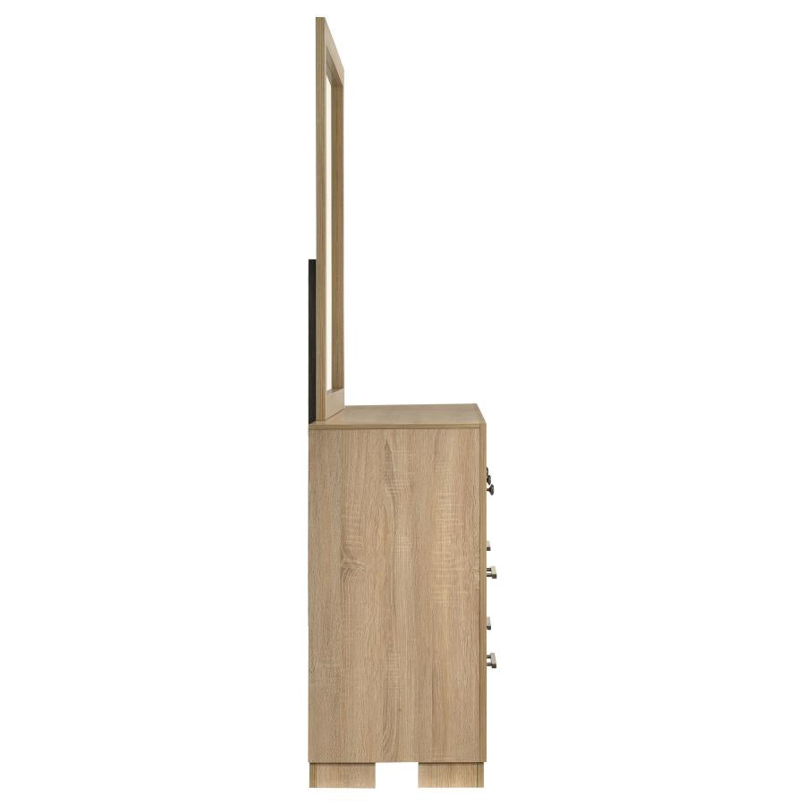 Arielle Dresser and Mirror Set with Mixed Hardware Light Oak