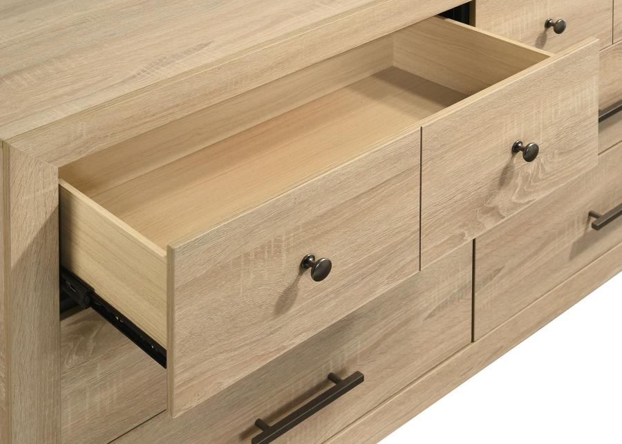 Arielle Dresser and Mirror Set with Mixed Hardware Light Oak