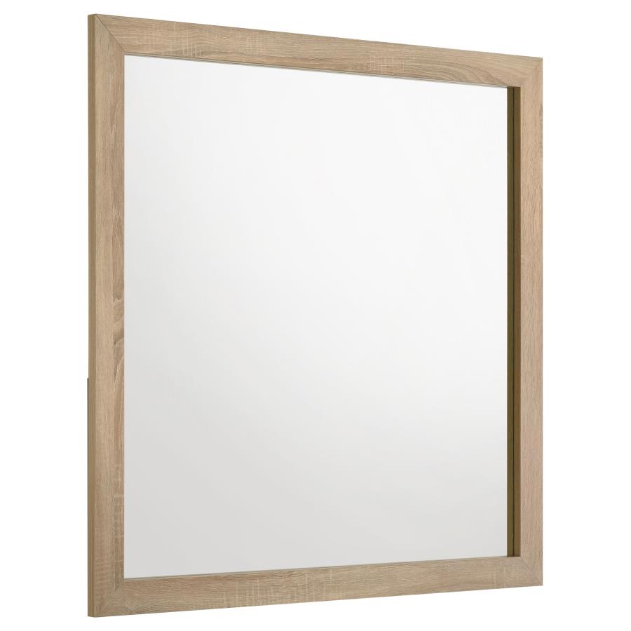 Arielle Dresser Mirror with Wood-Look Frame Light Oak