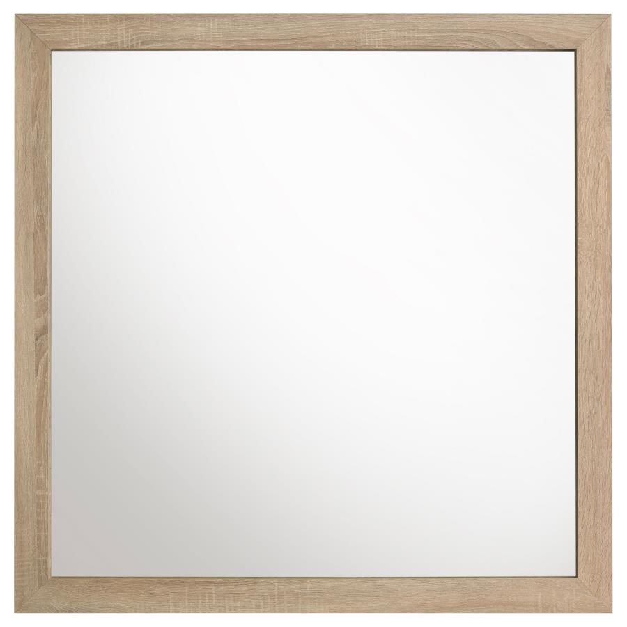 Arielle Dresser Mirror with Wood-Look Frame Light Oak