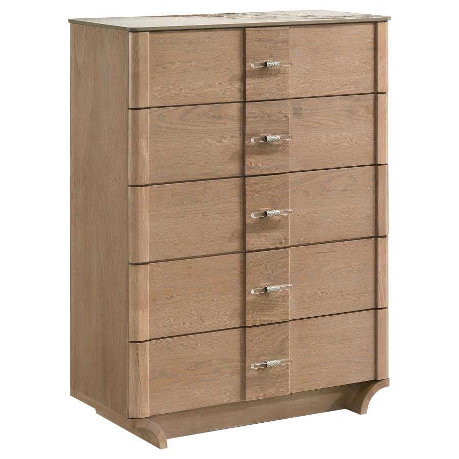 Leanne 5-piece Eastern King Bedroom Set Light Oak