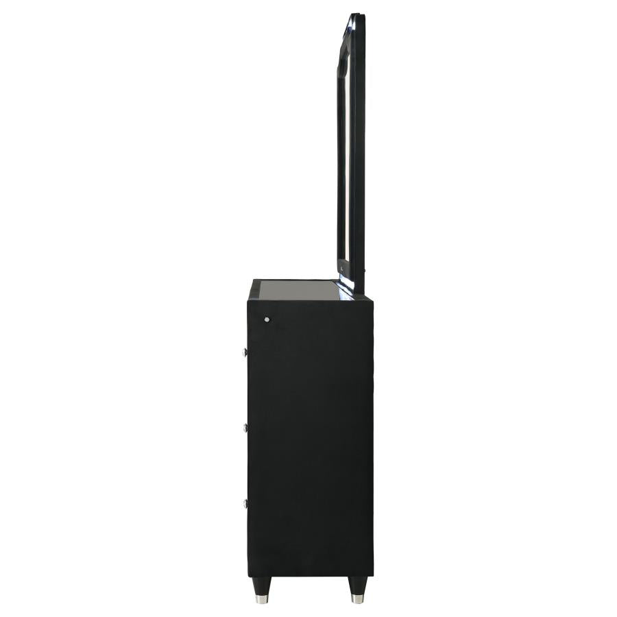 Lorient 8-drawer LED Flame Box Dresser and Mirror Black