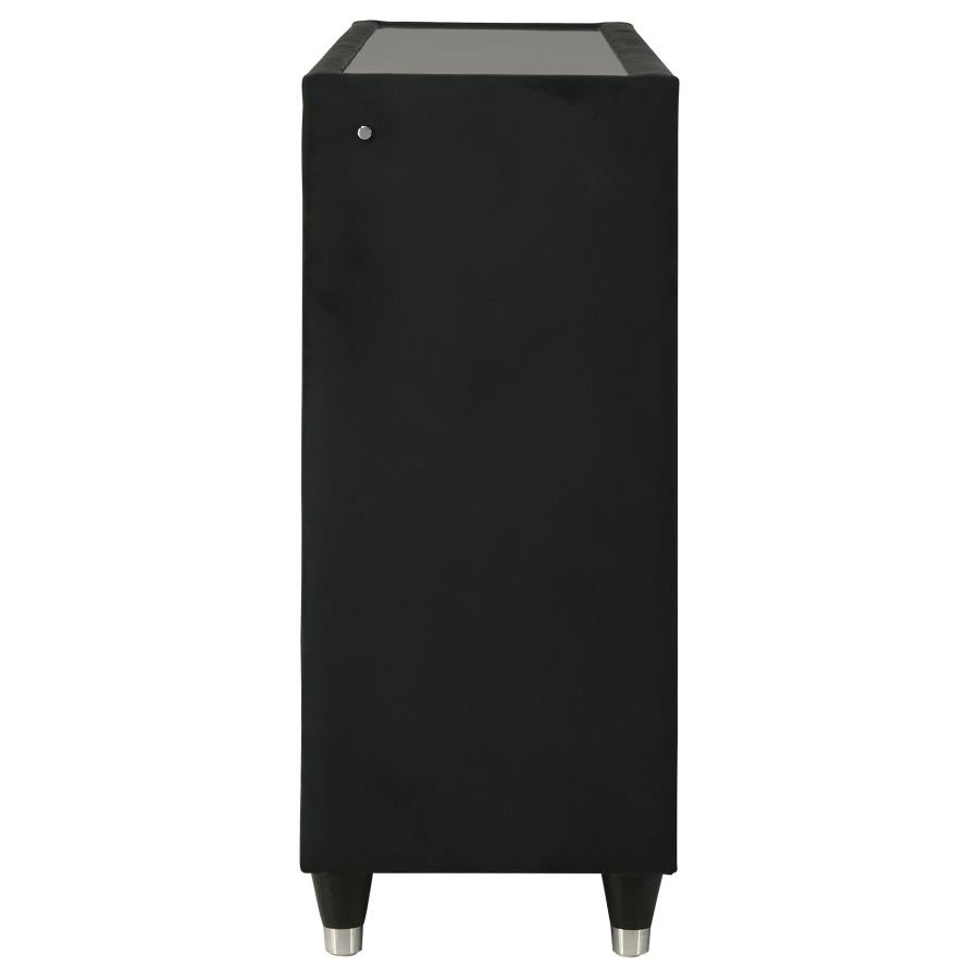 Ravenne 8-drawer Velvet Upholstered LED Dresser Cabinet Black