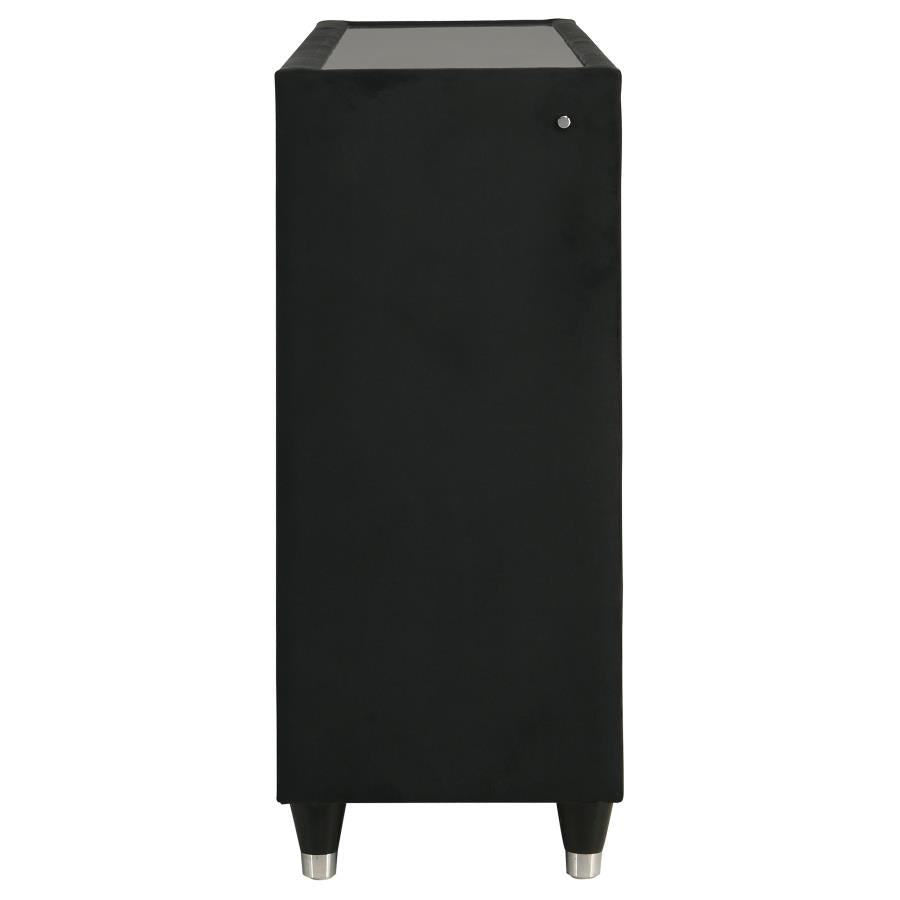 Ravenne 8-drawer Velvet Upholstered LED Dresser Cabinet Black