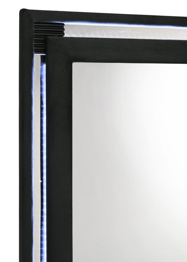 Ravenne Velvet Upholstered LED Dresser Mirror Black