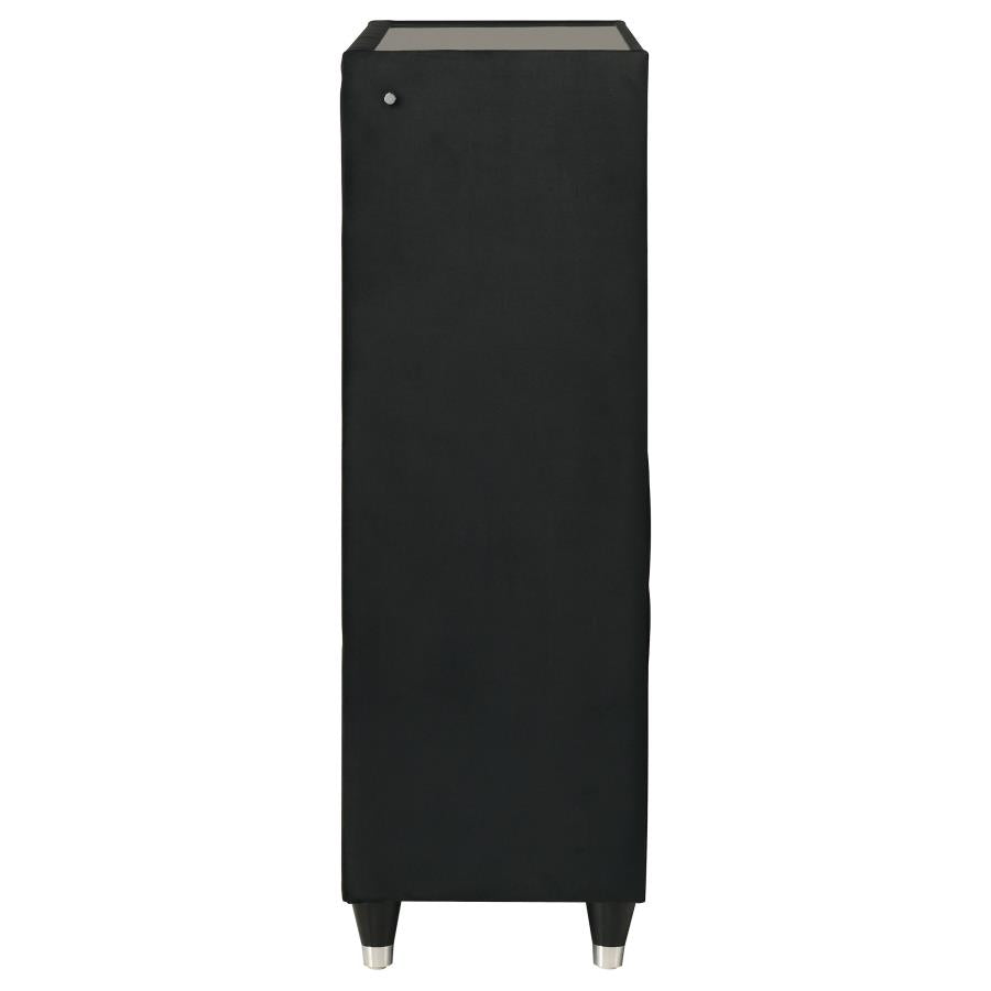 Ravenne 5-drawer Velvet Upholstered LED Chest of Drawers Black