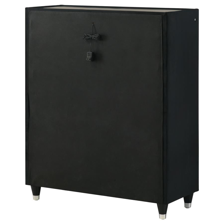 Ravenne 5-drawer Velvet Upholstered LED Chest of Drawers Black