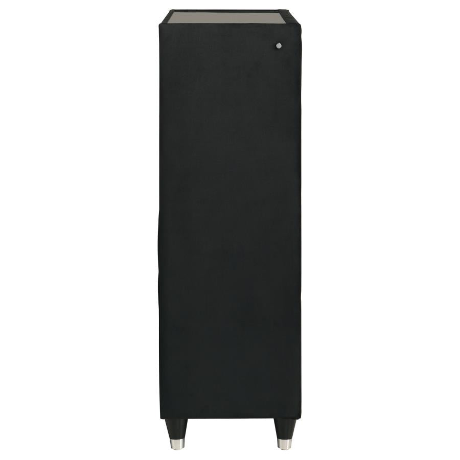 Ravenne 5-drawer Velvet Upholstered LED Chest of Drawers Black