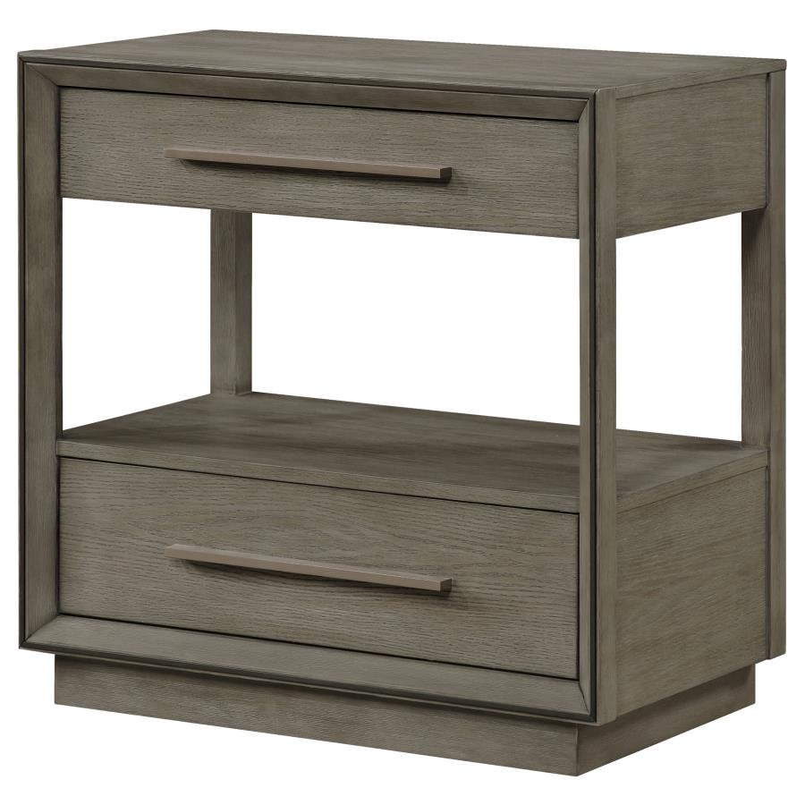 Durango 2-drawer Nightstand Bedside Table Taupe Oak