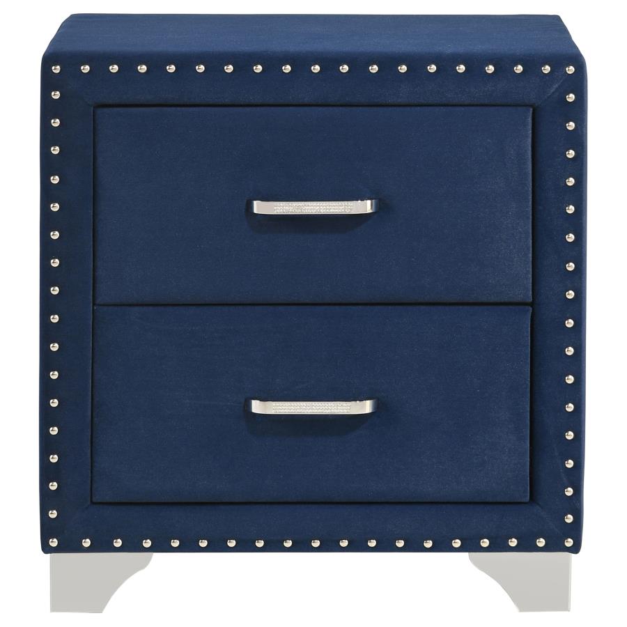 Melody Upholstered 2-drawer Nightstand Pacific Blue