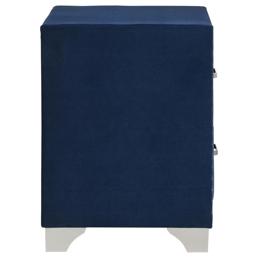Melody Upholstered 2-drawer Nightstand Pacific Blue