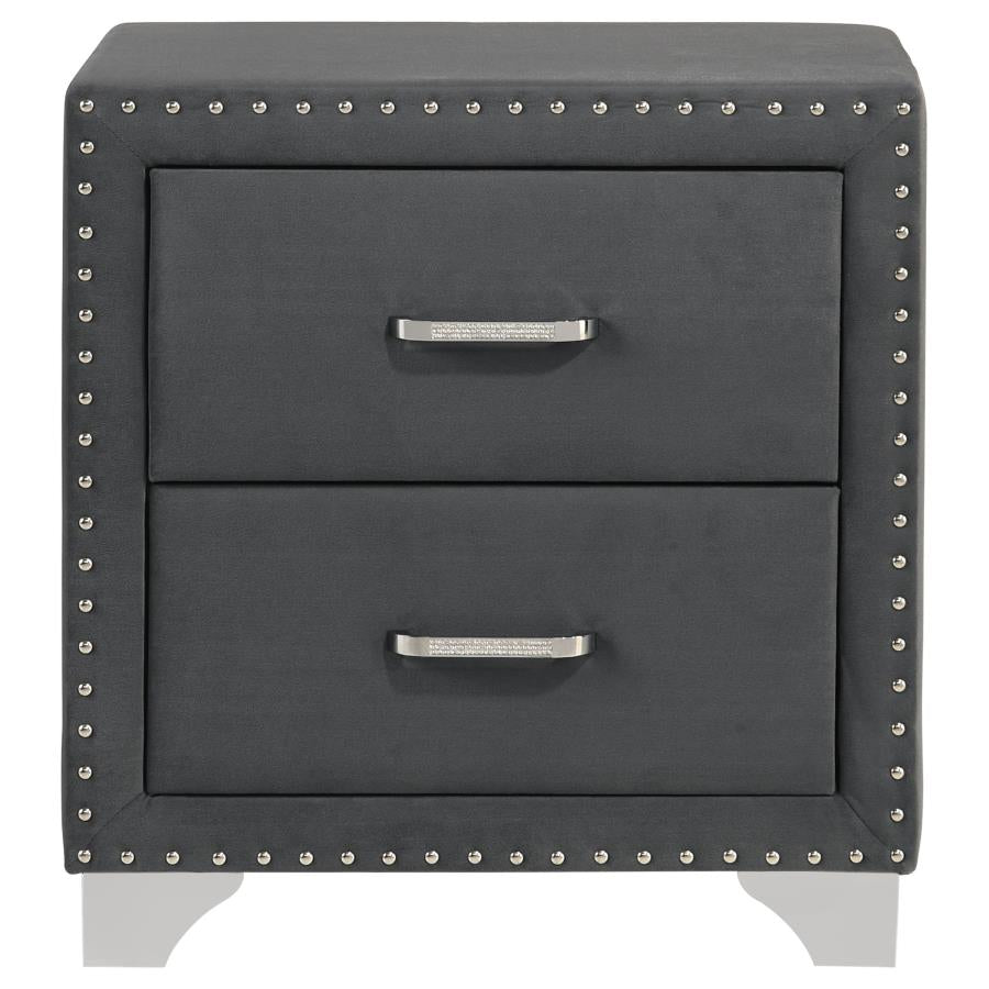 Melody Upholstered 2-drawer Nightstand Grey