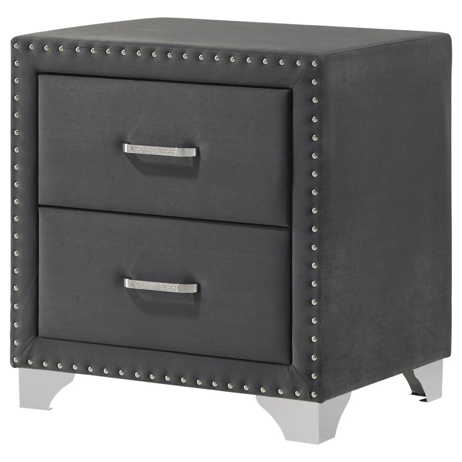 Melody Upholstered 2-drawer Nightstand Grey