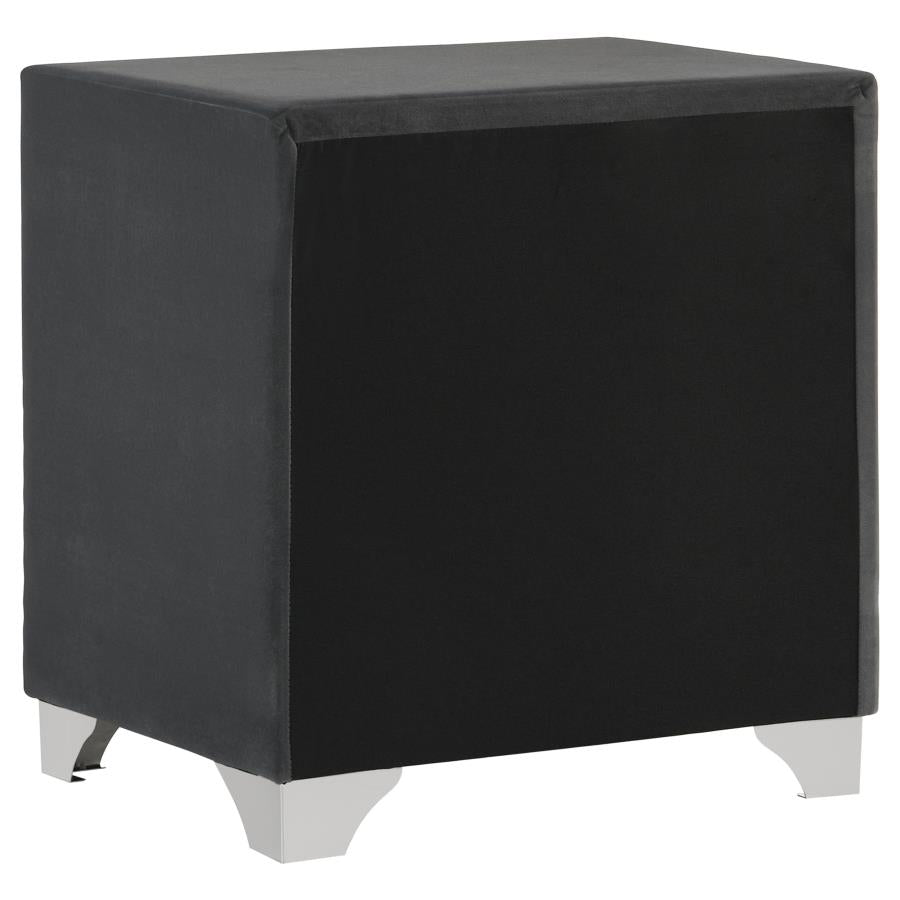 Melody Upholstered 2-drawer Nightstand Grey