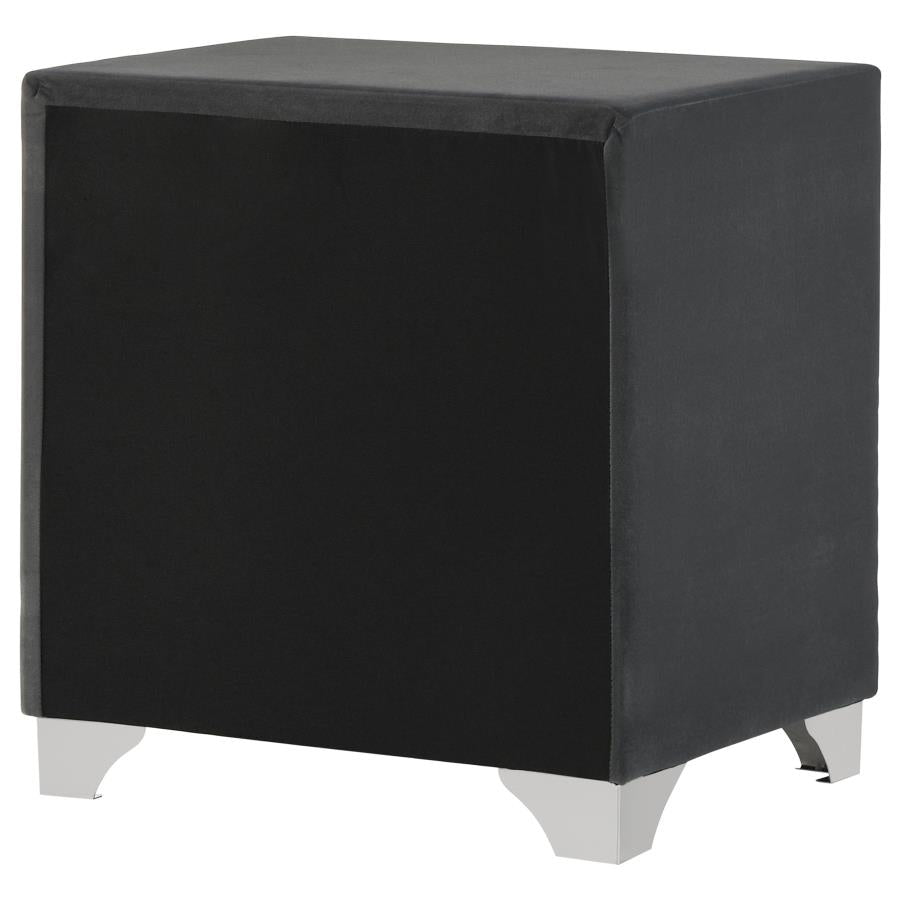 Melody Upholstered 2-drawer Nightstand Grey