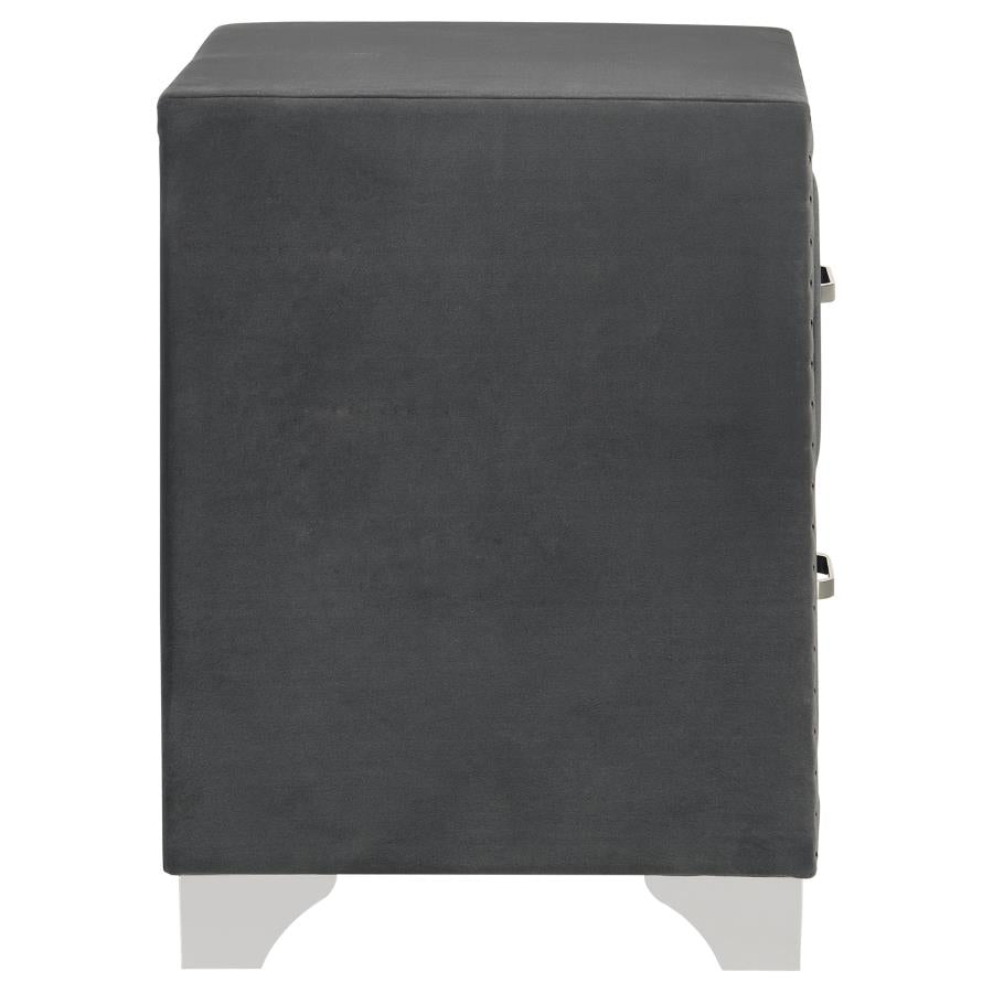 Melody Upholstered 2-drawer Nightstand Grey